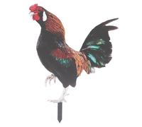 SIWOTED Stereoscopic Cock Decor Ground Stake Ornament Colorful Rooster Statue for Outdoor Garden Courtyard
