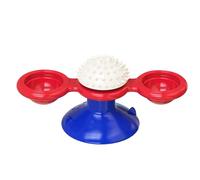 SIWOTED Windmill Cat Toy Rotating Interactive Multifunctional Kitten Comb Toy for Wall Door (Blue)
