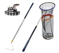 SIWRDTG Snake Catcher Net Rattlesnake Grabber Snake Grabber Tool Snake Handling Tools Telescopic Pole Stick with 16.2''-60'' Handle and 11.8'' Net Opening for Reptile Catch Snake Removing Catching