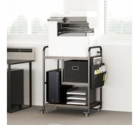 SIWUTIAO Large Mobile Printer Stand with Storage Drawer - Industrial Printer Cart with Lockable Wheels, Multi-Tier Table for Scanner, PC Tower, or Office Equipment (brown)