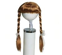 SIWUYUECOM 23 inch Porch Goose Big Goose Headdress Dressing Funny Goose Explosion Head Long Braid -7 to 15 Days delivery (Wig, Black Bow, Double Braid, [Light Brown])