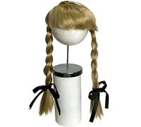 SIWUYUECOM 23 inch Porch Goose Big Goose Headdress Dressing Funny Goose Explosion Head Long Braid -7 to 15 Days delivery (Wig Black Bow Double Braid [Dark Gold])