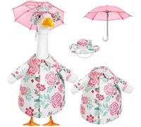 SIWUYUECOM Suitable for 17-23 inch Porch Goose Decorative Set Accessories - 7 to 15 Days Fast delivery (Pink Floral Raincoat 3-piece Set)