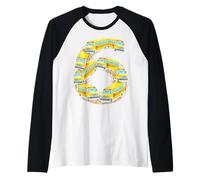 Six 6th Birthday School Bus Back to School 6 Year Old Kids Raglan Baseball Tee