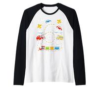 Six 6yr 6th Birthday Vehicles Cars Planes Fire Truck Boys Raglan Baseball Tee