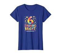 Six and Shining Bright Birthday Gift for 6 Year Old T-Shirt, Women, Royal Blue, XS