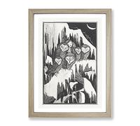 Six Barn Owls By Theo Van Hoytema Classic Painting Framed Print | A2 Oak Framed Wall Art | Ready to Hang | Classic Animal Picture | Living Room Bedroom Lounge Office