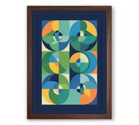 Six Birds in Motion Geometric Framed Wall Art Print A3 (42×29.7cm) Walnut, Wall Decor for Living Room, Bedroom, Office & Home, Ready to Hang, Art Gift