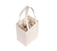 Six Bottle Canvas Wine Tote Bag - Premium Material, Extremely Sturdy, Washable & Reusable Wine Carrier Bag - Double Stitched Reusable Wine Bags - Sturdy 6 Bottle Wine Carrier (1 Bag), Natural Cotton