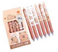 Six Capybara Gel Pens - Cute Animal Pens | PP Retractable Cartoon Capybara Animal Pen, Capybaraa Themed Stationery Set, Cute Capybaras Pen Kit, Class Reward Prizes For Kids School Travel