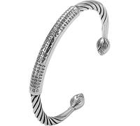Six Character Mantra Bracelet Men's Personality Heart Sutra Open Bracelet Retro Twisted Line Bracelet Men Mens Wrist Watches (Silver, One Size)