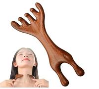 Six-Claw Meridian Massage Comb, Manual Scalp Massager, Touch Therapy Comb Massager Tool for Scalp Eye Facial Neck Shoulder, Whole Body Relaxation Massage Combs,Natural Wooden Gua Sha Tool (A)