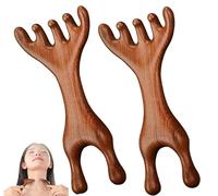Six-Claw Meridian Massage Comb, Manual Scalp Massager, Touch Therapy Comb Massager Tool for Scalp Eye Facial Neck Shoulder, Whole Body Relaxation Massage Combs,Natural Wooden Gua Sha Tool (A 2pcs)