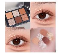 Six-Color Eyeshadow Palette - Soft Matte and Shimmer Shades for Everyday Natural Makeup, Korean Style Nude Eyeshadow, Earth Tone Palette, Long-Lasting Lightweight Eye Makeup for Women and Students