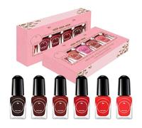 Six Color Set Of Manicure Water Based Peelable Six Color Nail Polish No Bake Set Exam Quick Drying And Long Lasting Nail Polish(6 Bottles*2ml) Nail Polishes (C, One Size)