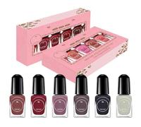 Six Color Set Of Manicure Water Based Peelable Six Color Nail Polish No Bake Set Exam Quick Drying And Long Lasting Nail Polish(6 Bottles*2ml) Nail Polishes (G, One Size)