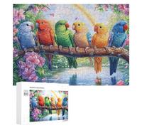 Six Colorful Parrots on Blooming Branch 300 Piece Jigsaw Puzzle for Adults Indoor Tabletop Game Stress Reduction Gift for Home Use 300 PCS