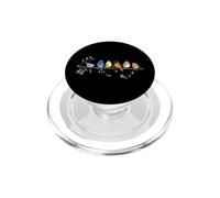 Six Colorful Watercolor Songbirds on Branch with Binoculars PopSockets PopGrip for MagSafe