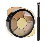 [Six-Colour Creamy Concealer Palette & Precision Brush] - [Full Coverage, Waterproof Formula for Dark Circles, Contouring, Blemish Coverage and Mature Skin, Long-Lasting Silky Makeup Kit for Eye