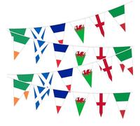 Six Countries Nations Flags Bunting for Rugby Party Decoration, 24 Flags - 10 meter/32 ft Long, Fabric Bunting of England, Scotland, Wales, Ireland, France, Italy for Bar Club Decoration