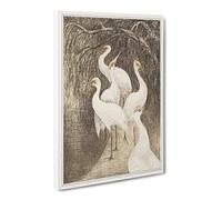 Six Cranes By Theo Van Hoytema Canvas Print | Gallery Wrapped 30mm Frame Wall Art | 30x20 inches | Ready to Hang | Classic Picture | Living Room Bedroom Lounge Office