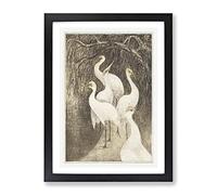 Six Cranes By Theo Van Hoytema Classic Painting Framed Print | A2 Black Framed Wall Art | Ready to Hang | Classic Animal Picture | Living Room Bedroom Lounge Office