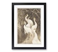 Six Cranes by Theo Van Hoytema Framed Print | A2 Black Framed Wall Art | Ready to Hang | Modern Animal Picture | Living Room Bedroom Lounge Office