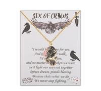 Six Crows Inspired Necklace Crow Club Merch Bookish Gift Crow Lover Gifts Six Crow Jewelry Fantasy Book Lover Reader Gift (SIX CROWS 1uk)