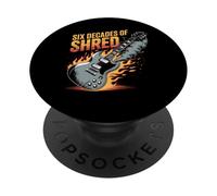 Six Decades of Shred 60th Birthday Rock Guitar Fire PopSockets Adhesive PopGrip