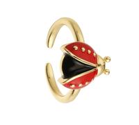 Six Dot Ladybirds Jewelry Adjustable Rings Size Vibrant Hand Painted Enameled Decoration Lightweight Copper Fashion Lightweight Adjustable Cocktail