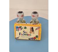 Six Flowers Herbal Cleansing Soap Set with Spiritual Perfume Oils, Traditional Beauty Ritual, 80g Soap Bar, 2 Fragrance Vials, Floral Scent