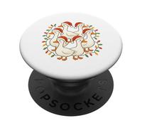 Six Geese A-Laying Twelve Days of Christmas Cute Adorable PopSockets Adhesive PopGrip