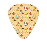 Six Geese King Love Guitar Picks 12 Pack Universal ABS Guitar Picks,Colorful Pattern with Six Geese King Love Mask Twig Funny Design Print,for Acoustic and Electric Guitar,Orange and Yellow