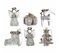 Six Glass Hanging Christmas Decorations