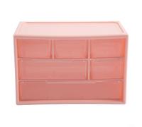 Six Grid Drawer Style Storage Box for Organizing Jewelry and Cosmetics, Dustproof Acrylic Design for Desktop Use (Pink)