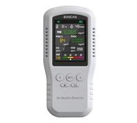 Six-in-One Air Quality Monitor for Indoor Use - Detects PM2.5, Formaldehyde, TVOC, Temperature & Humidity with for AQI Index, 1500mAh Battery, LCD Color Display