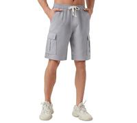 SIX ISLANDS Men's Cargo Shorts, 6-Pocket, Elastic Waist Adjustable Drawstring, Lightweight Relaxed Fit Casual, Light Grey, X-Large