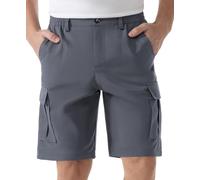 SIX ISLANDS Men's Cargo Shorts 9" Inseam Elastic Waistband Casual Relaxed Fit Work Shorts with 6 Pockets, Dark Grey, Small