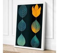 Six Leaf Study Botanical Canvas Wall Art Print 36x24 Inch