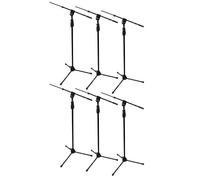 Six Microphone Stands with Single Hand Adjustment and Removeable Boom Arm