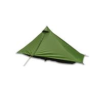 Six Moon Designs Lunar Solo Green 1 Person Ultralight Tent. 26 oz. Backpacking Tent. 100% Silicone Coated Polyester Material for Reduced Fabric Stretch & Volume. Trekking Pole Setup.
