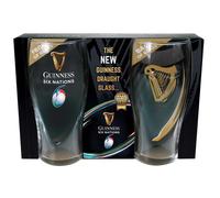 Six Nations Guinness Logo Two-Pack Pint Glass Set With Embossed Gold Harp