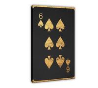 Six Of Spades Poster Ou , Casino Playing Cards, Black 6 Playing Card, Poker, Texas Holdem, Omaha Poker Canvas Poster Wall Art Decor Print Picture Paintings for Living Room Bedroom Decoration 24x36inc