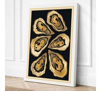 Six Oyster Shells Botanical Canvas Wall Art Print 24x16 Inch | Ready to Hang, Gallery Wrapped, Fade-Resistant Inks, Securely Packaged, UK Made