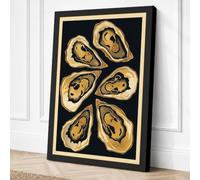 Six Oyster Shells Botanical Canvas Wall Art Print 24x16 Inch | Ready to Hang, Gallery Wrapped, Fade-Resistant Inks, Securely Packaged, UK Made