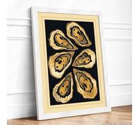 Six Oyster Shells Botanical Framed Wall Art Print A4 (29.7×21cm) White, Wall Decor for Living Room, Bedroom, Office & Home, Ready to Hang, Art Gift