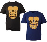 Six Pack ABS T-Shirt Men's Chest Six Pack Abs Muscles Workout Gym Trainers Body Builders Novelty Design Adults Kids Unisex Tee Top (Black, XL)