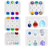Six Pcs Resin Bead Mold, JiaLe Eggs Ball Silicone Moulds and Square Shapes Mold Pendant Casting Molds for Gems Bead, Crystals and DIY Jewelry Making