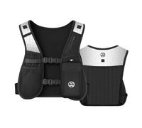 Six Peaks Hydration Running Vest, Functional Reflective Safety Race, Lightweight Hydration Pack with Neoprene Body, Storage Pockets and 500ml Collapsible Bottle, Black, XS/S