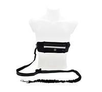 Six Peaks LED Dog Lead Running Belt for Night Visibility, Hands-Free, Water-Resistant, Adjustable Waist, 2.8m Retractable Lead, Front Light, Black